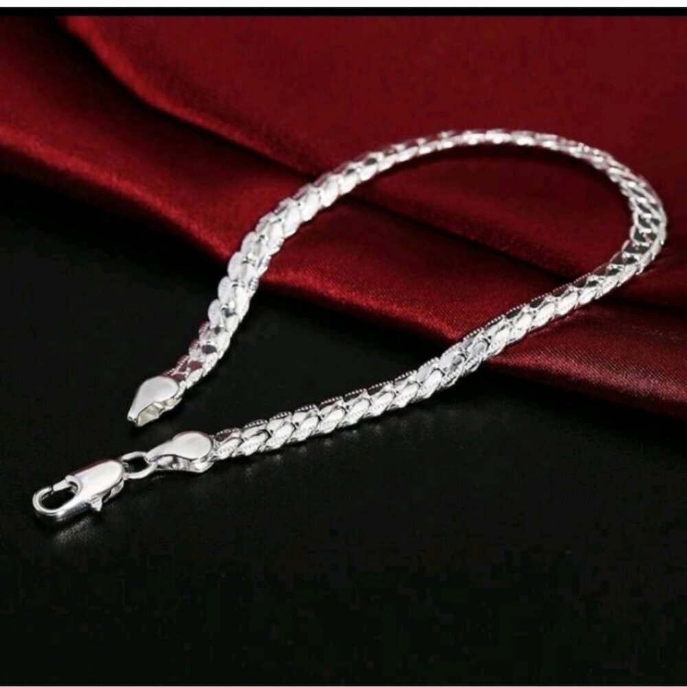 SILVER PLATED FLAT SNAKE CHAIN NECKLACE 22" - Picture 7 of 8